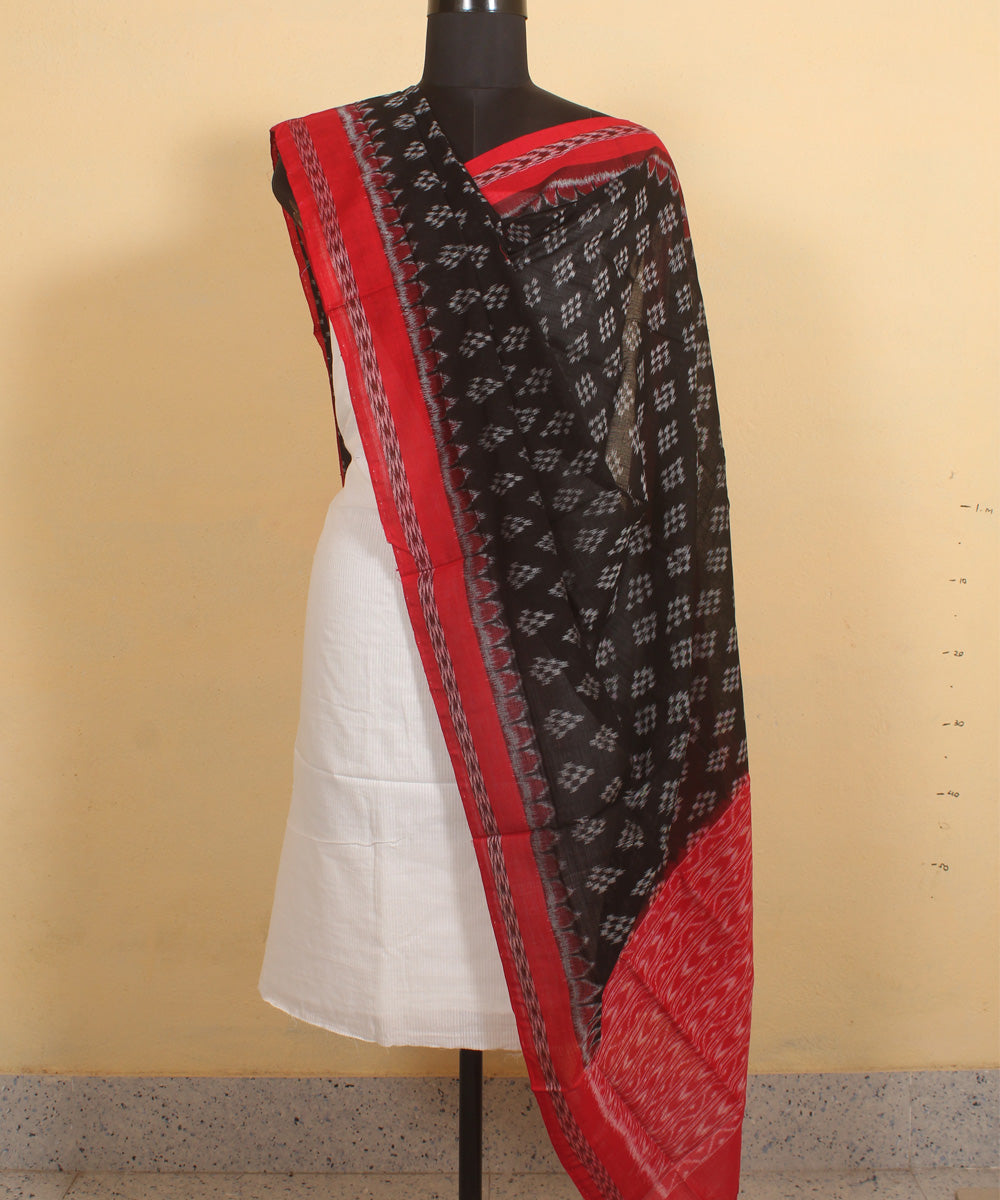 Black maroon handwoven sambalpuri cotton dupatta
