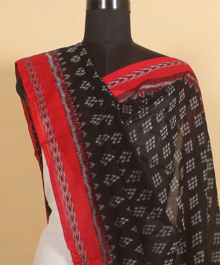 Black maroon handwoven sambalpuri cotton dupatta