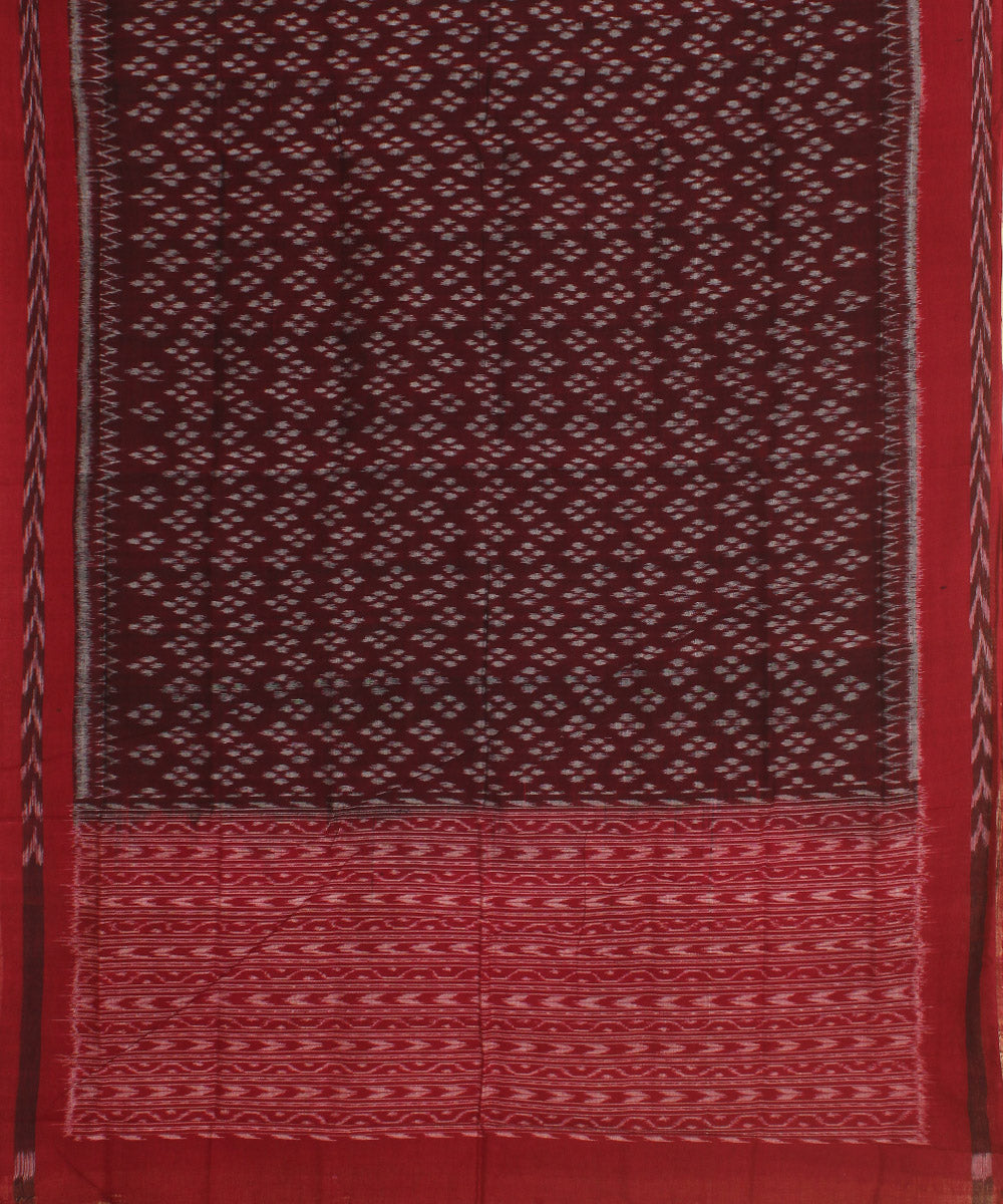 Deep maroon handwoven cotton sambalpuri dupatta