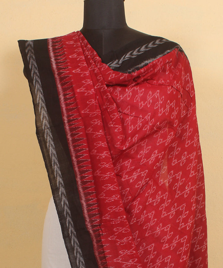 Maroon black handwoven sambalpuri cotton dupatta