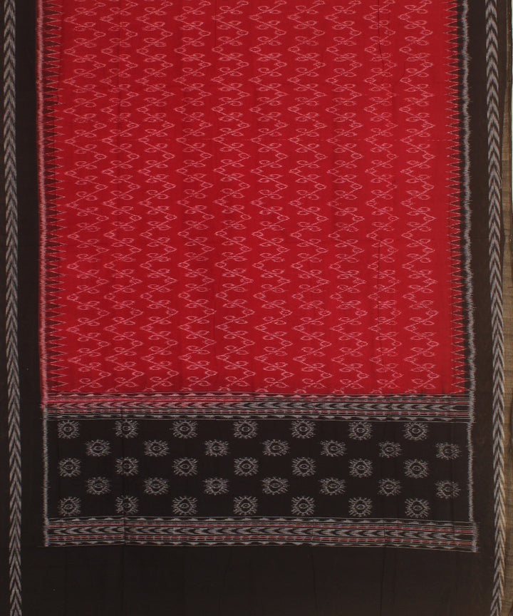 Maroon black handwoven sambalpuri cotton dupatta