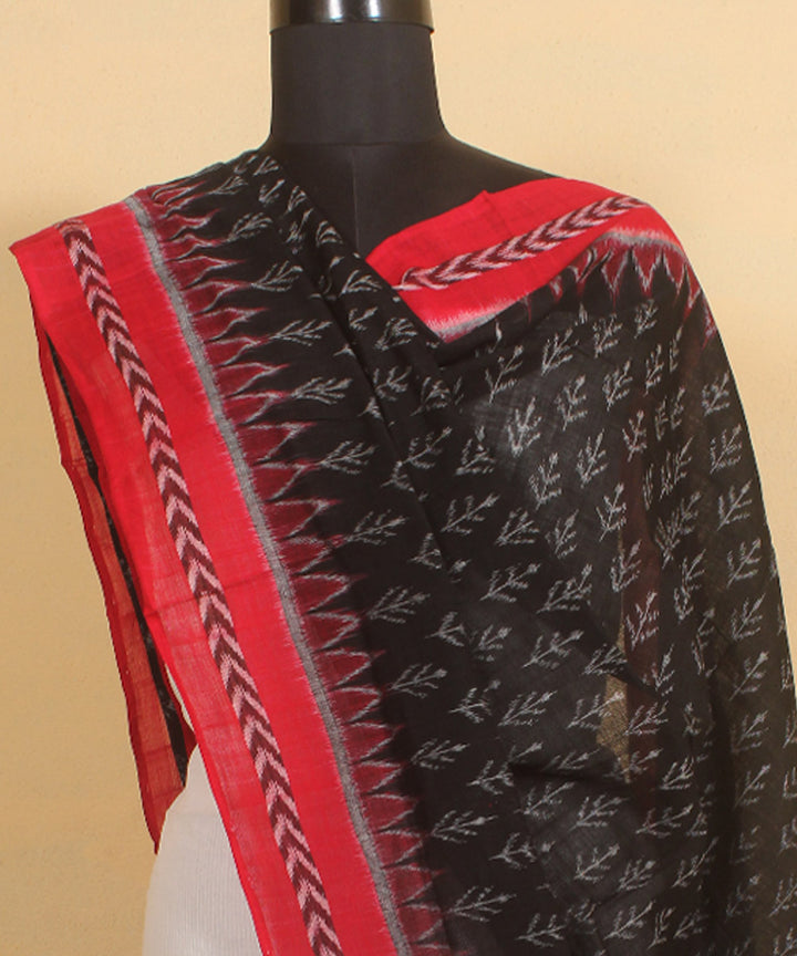 Black maroon handwoven cotton sambalpuri dupatta