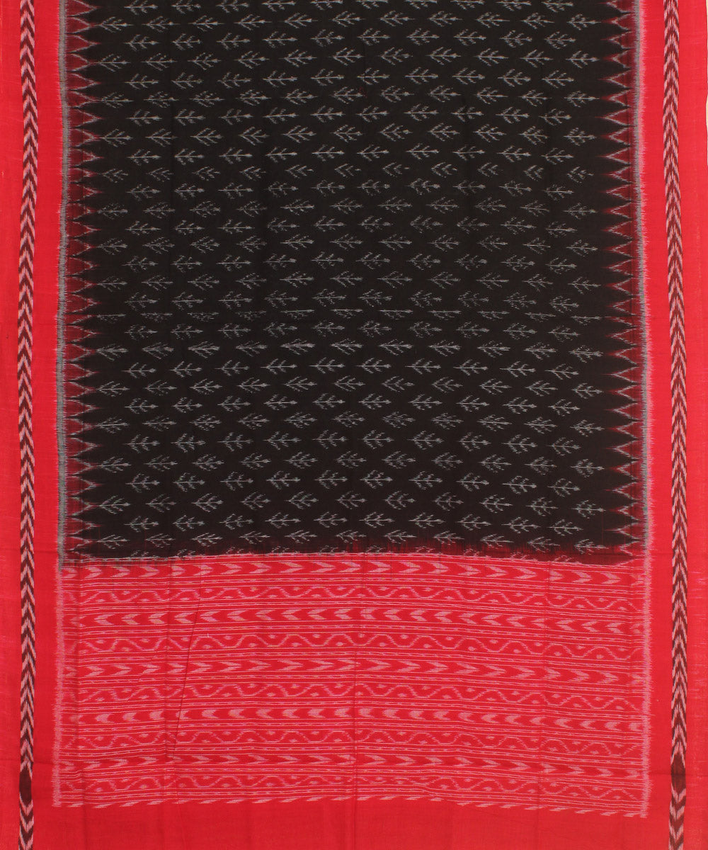 Black maroon handwoven cotton sambalpuri dupatta