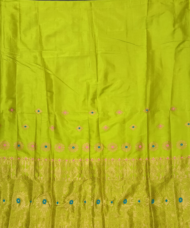 Lemmon yellow golden silk handloom assam mekhela chador