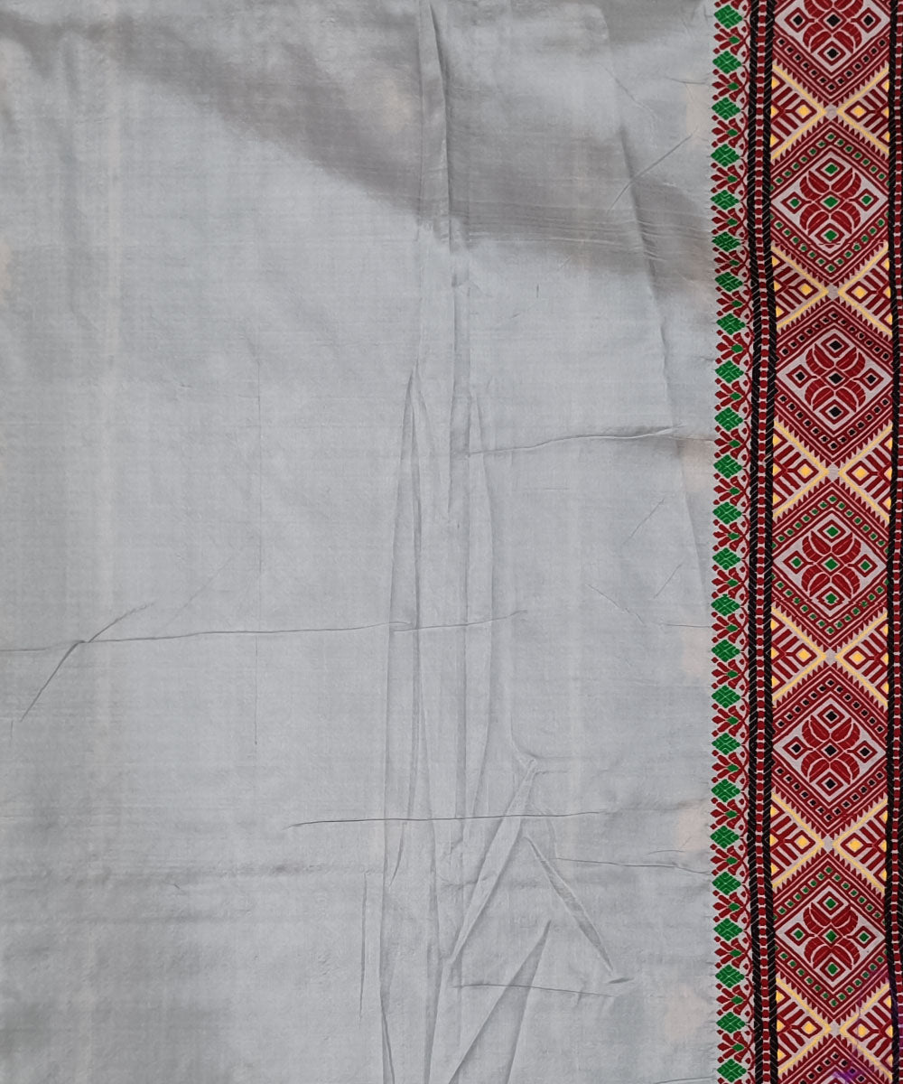 Red white handloom assam silk saree