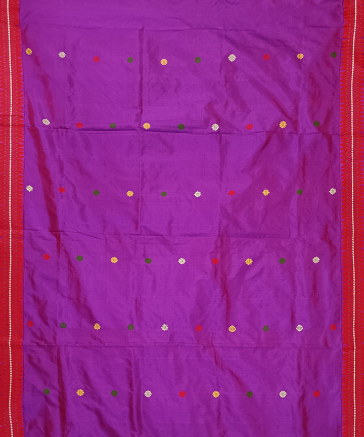 Purple red silk handloom assam saree