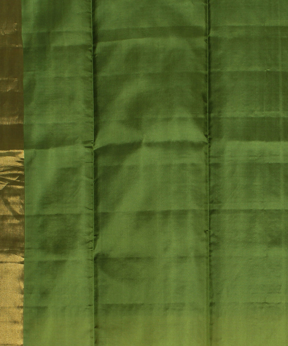 Peach lime green handwoven karnataka silk saree