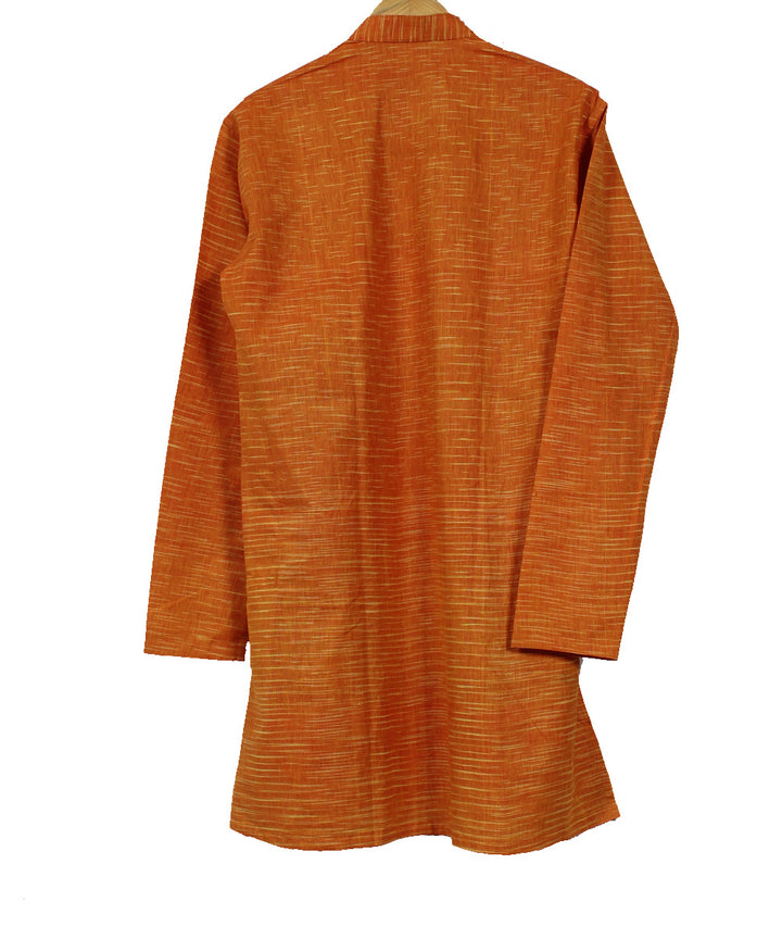 Orange yellow handwoven khadi cotton long kurta