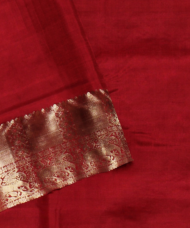 Dark green red pallu handloom karnataka silk saree