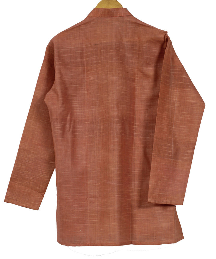 Peach hand woven khadi cotton long kurta