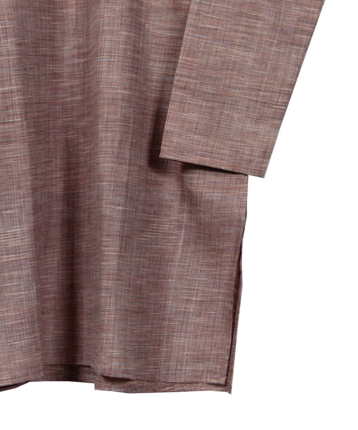 Peach handwoven khadi cotton stripes long kurta