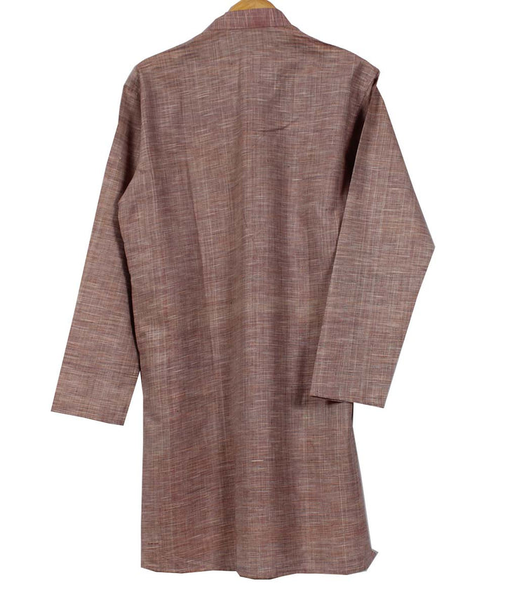 Peach handwoven khadi cotton stripes long kurta