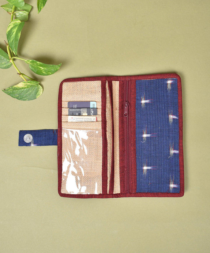 Blue handcrated cotton jute ladies wallet