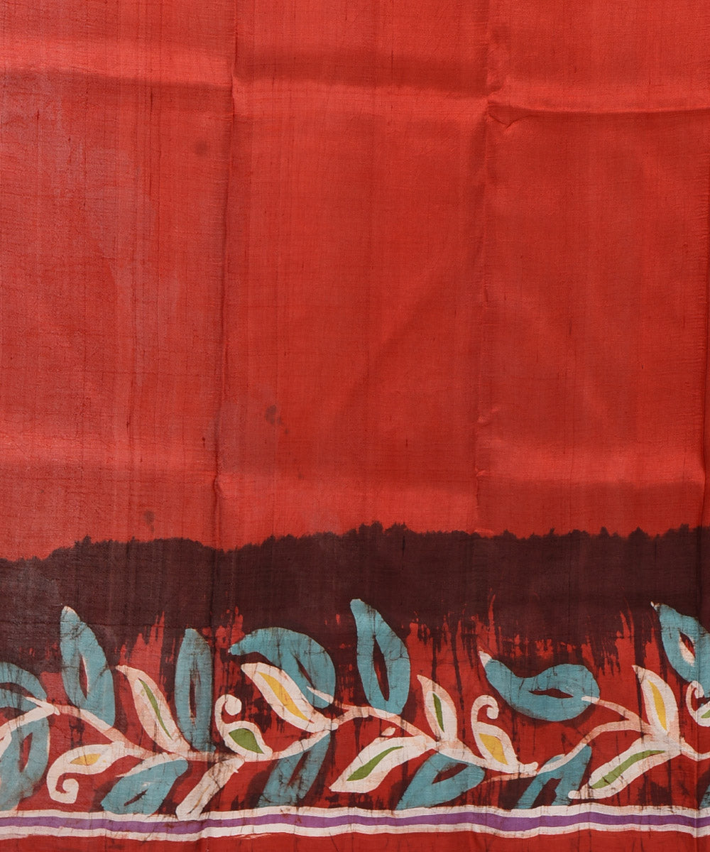 Multicolor floral silk hand printed batik print saree