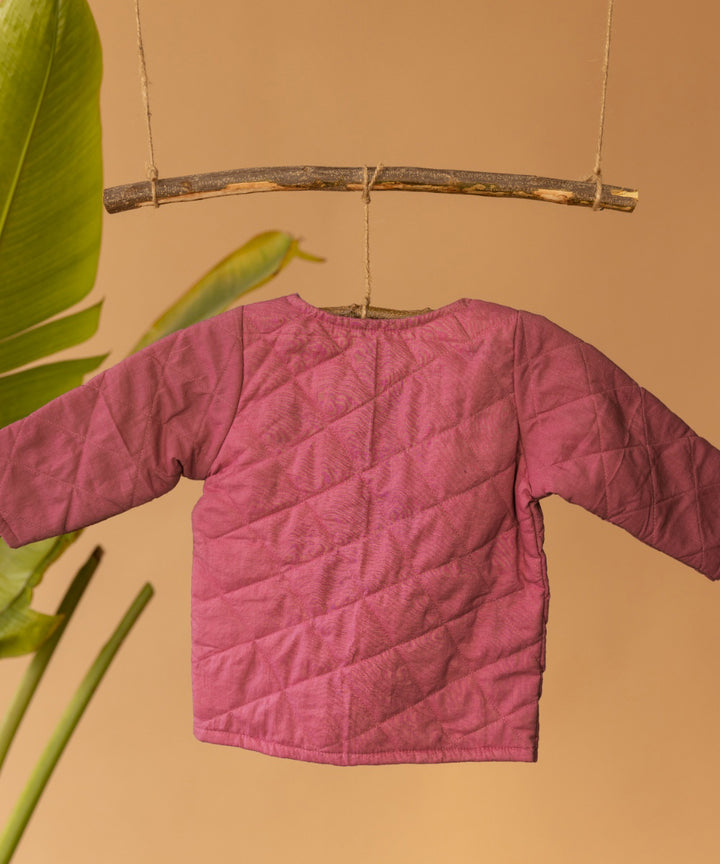 Magenta handwoven cotton full sleeves jacket