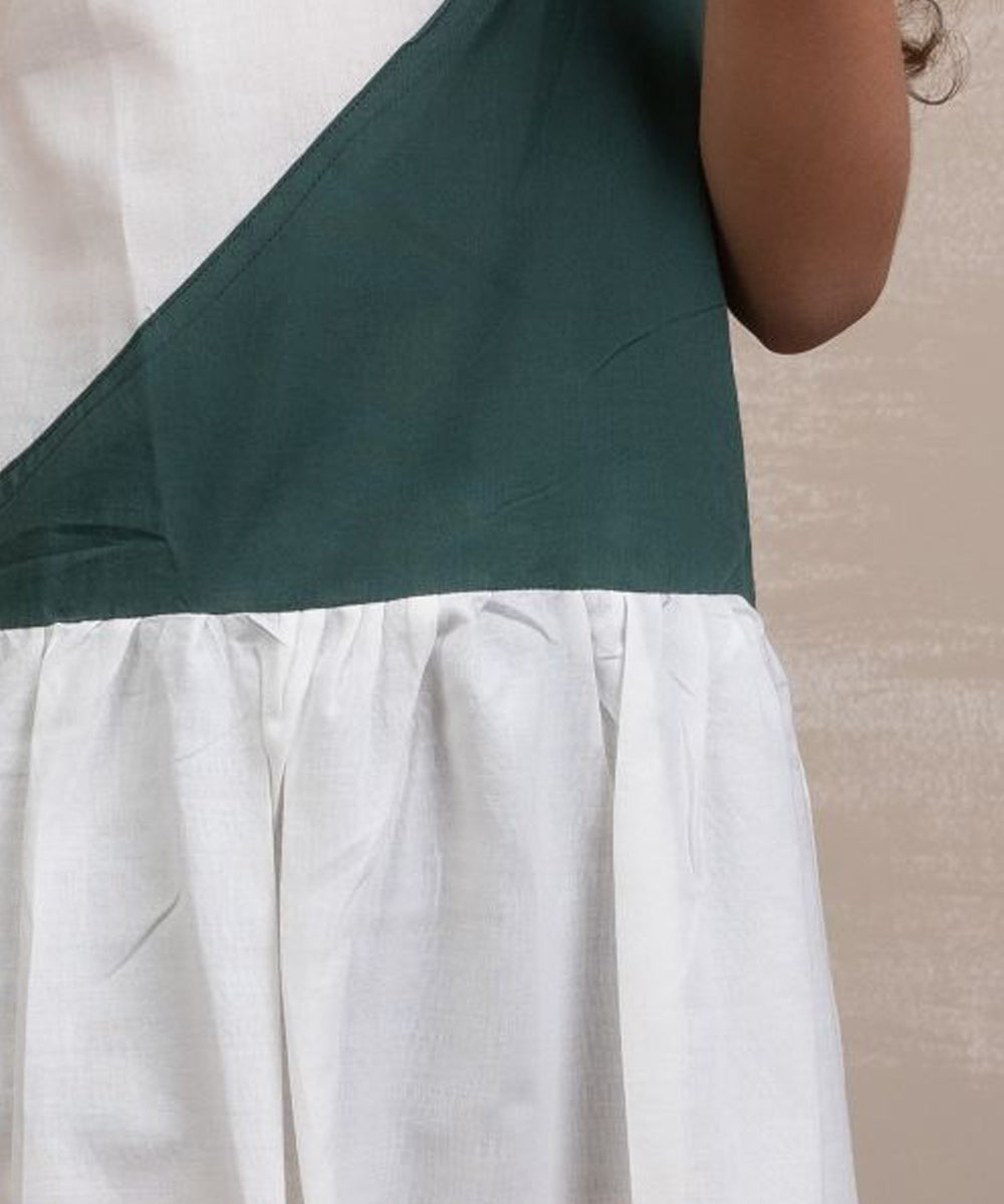 White green handwoven cotton sleeveless dress