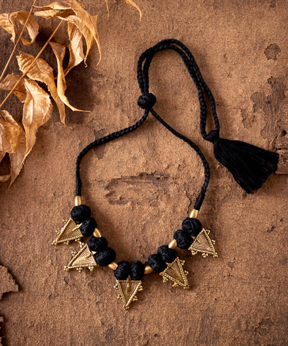 Black gold tone choker necklace