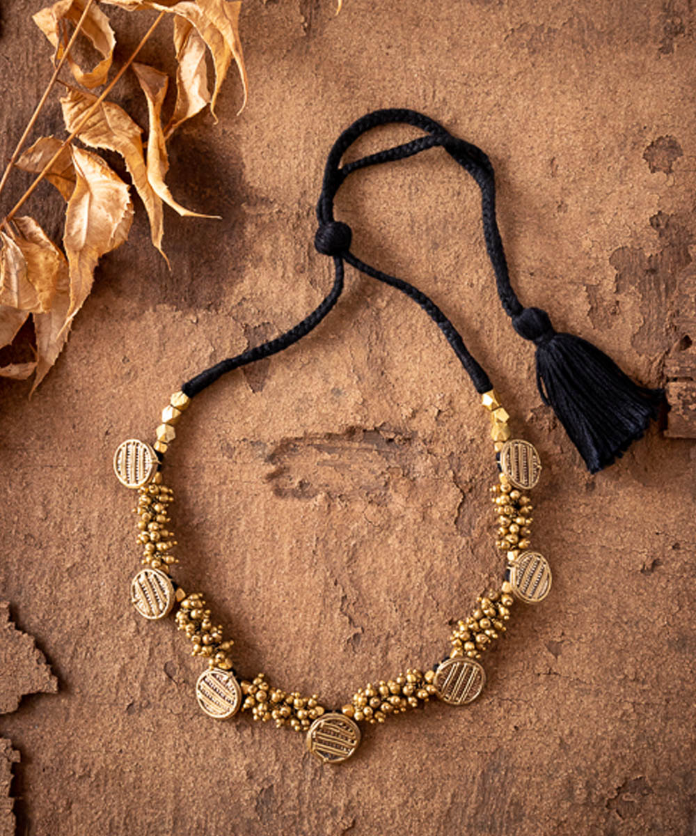 Yellow dhokra coated choker