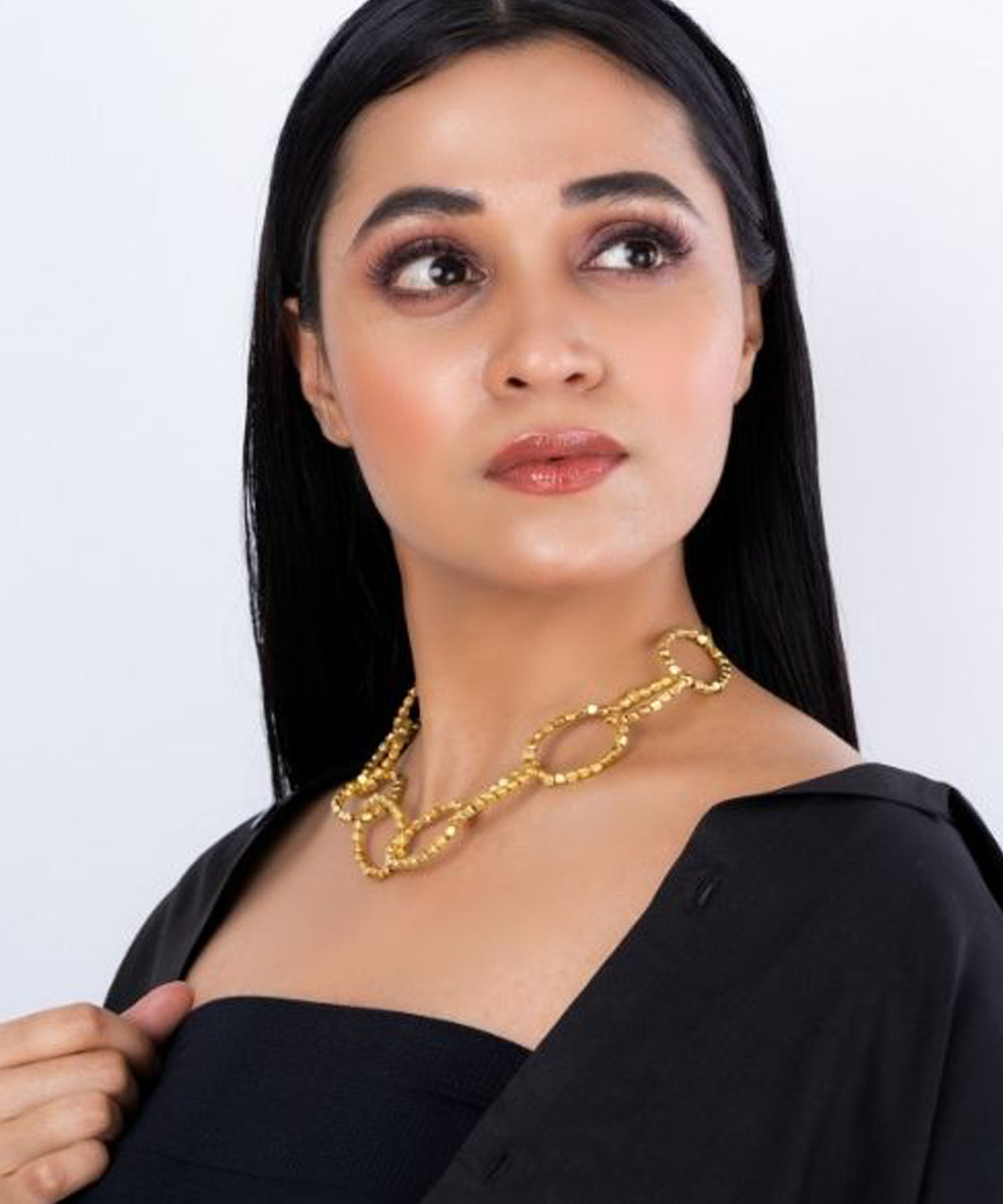 Miharu beaded oval collar necklace
