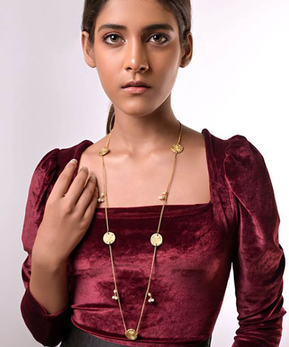 Miharu cherry blossom brass necklace