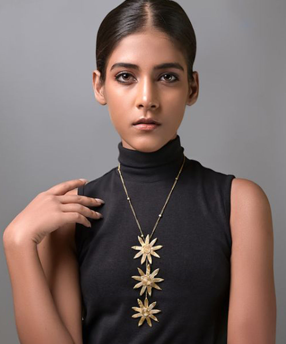 Miharu radiant sunflower brass necklace