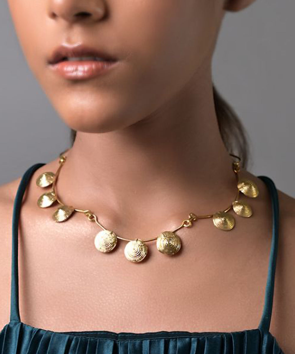 Yellow dhokra brass handcrafted necklace