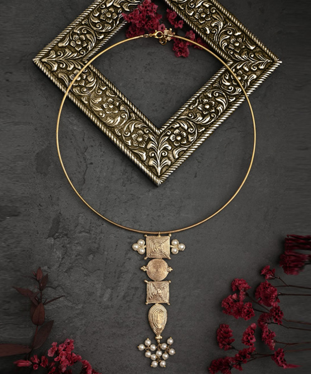 Yellow brass dhokra hand crafted necklace