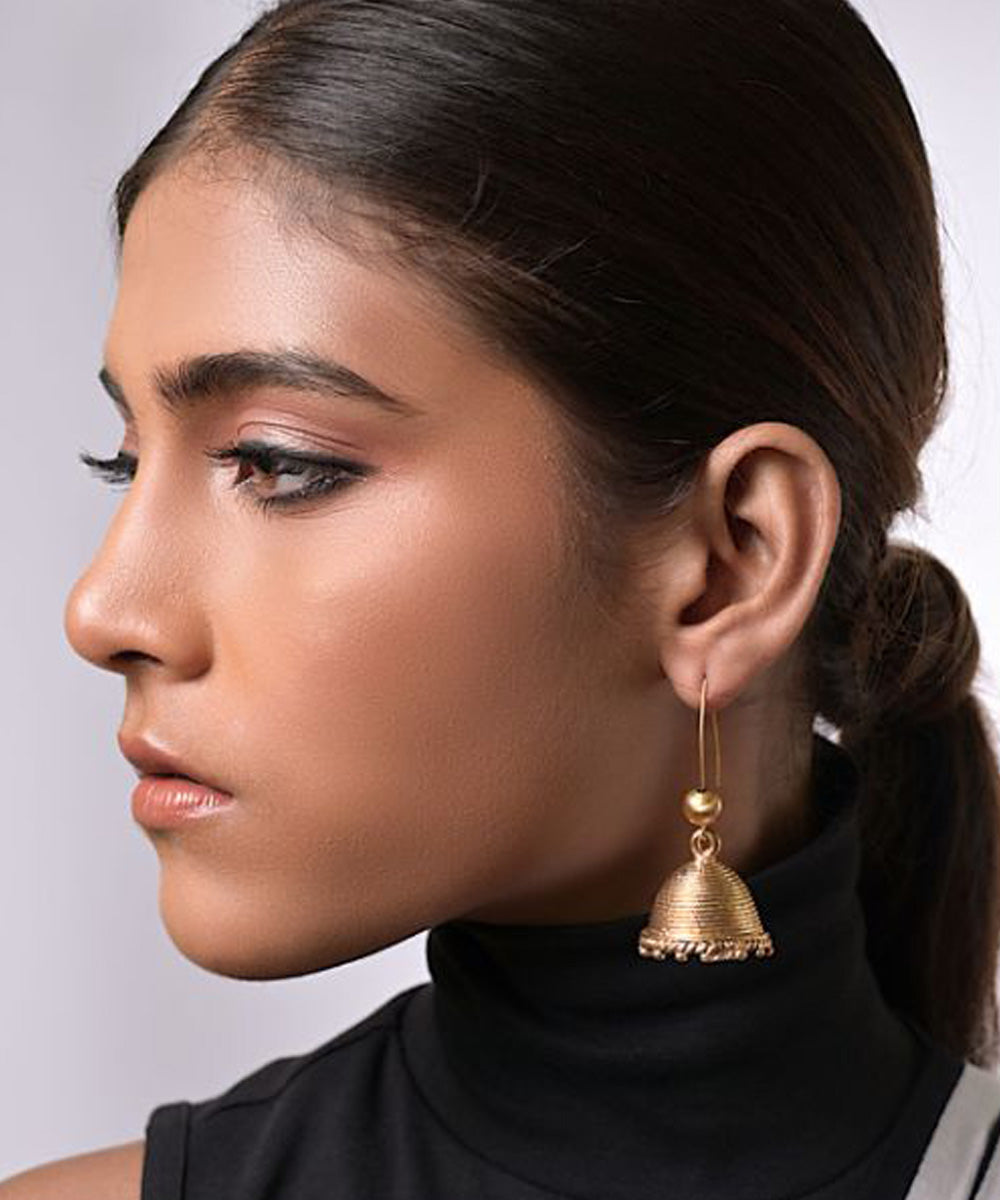 Yellow brass dhokra handcrafted earring