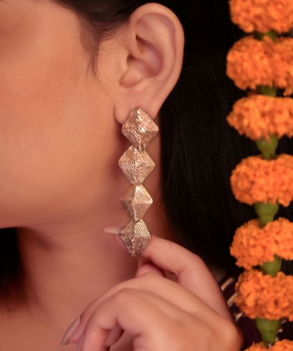 Yellow brass dhokra hand crafted earring