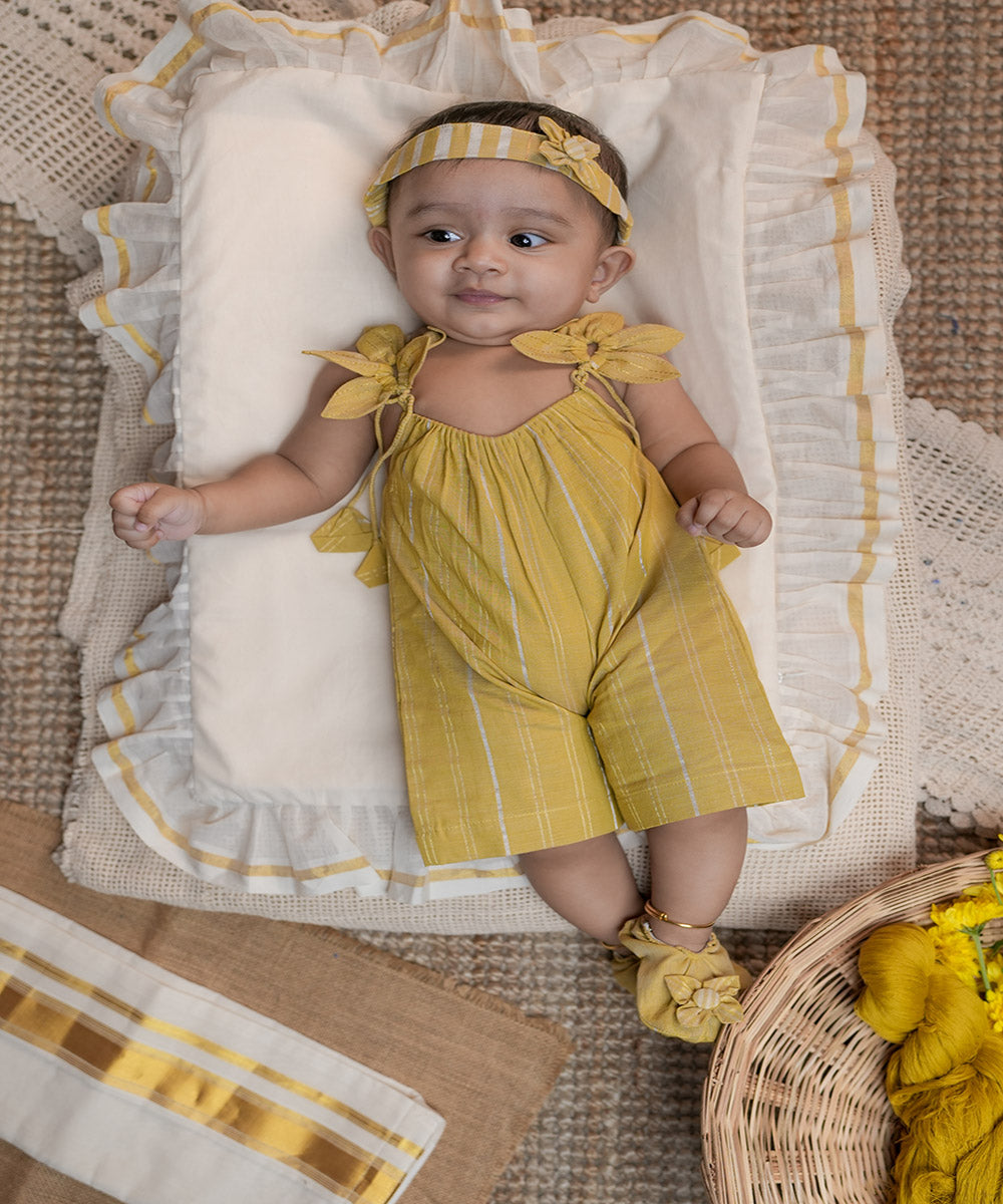 Yellow handwoven cotton kids dress – GoSwadeshi