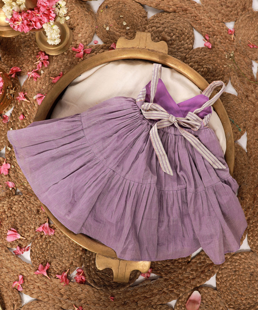 Lavender handwoven cotton two tier dress set