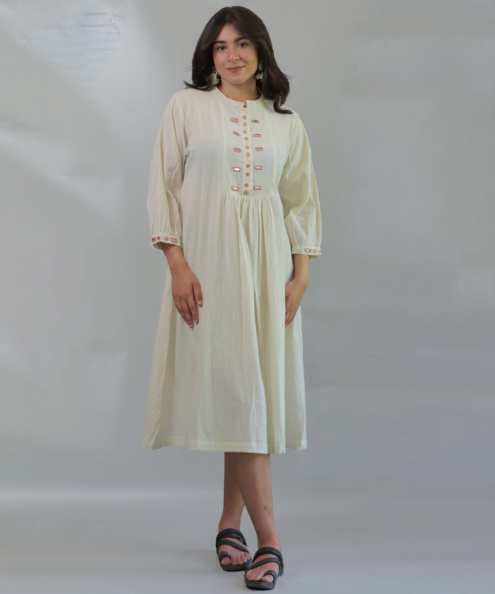 Cream handwoven cotton dress