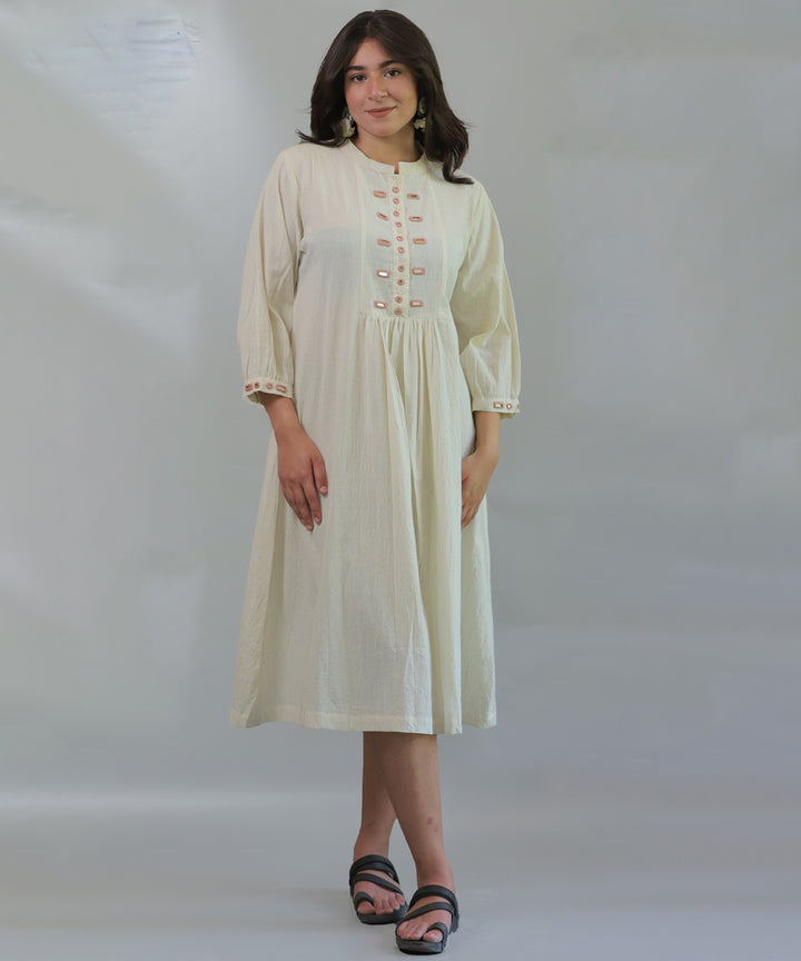 Cream handwoven cotton dress