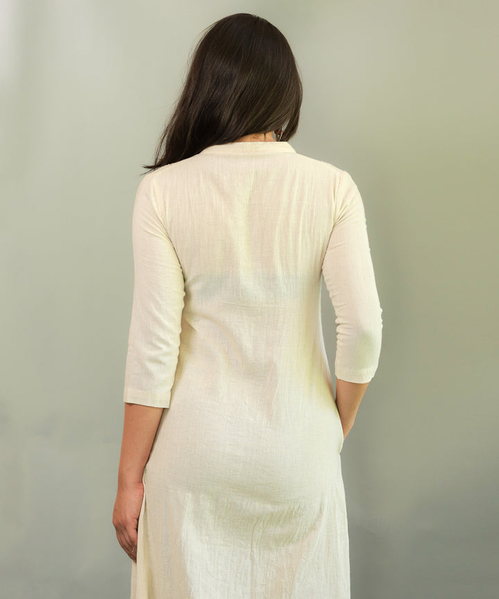 Cream handwoven cotton pearl string dress