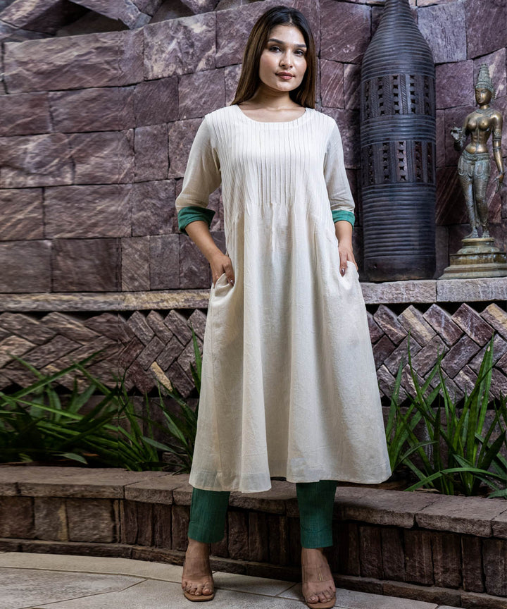 Offwhite handwoven cotton kora dress