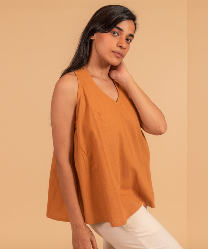 Golden brown cotton handwoven top