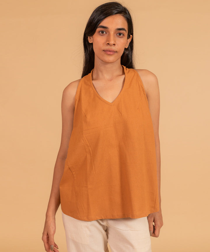 Golden brown cotton handwoven top