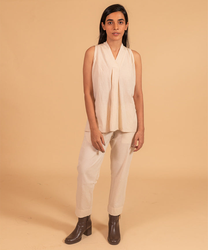 Offwhite handwoven cotton top