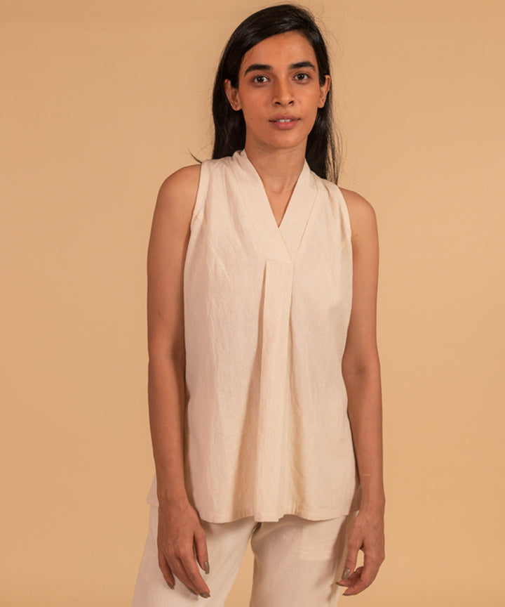Offwhite handwoven cotton top