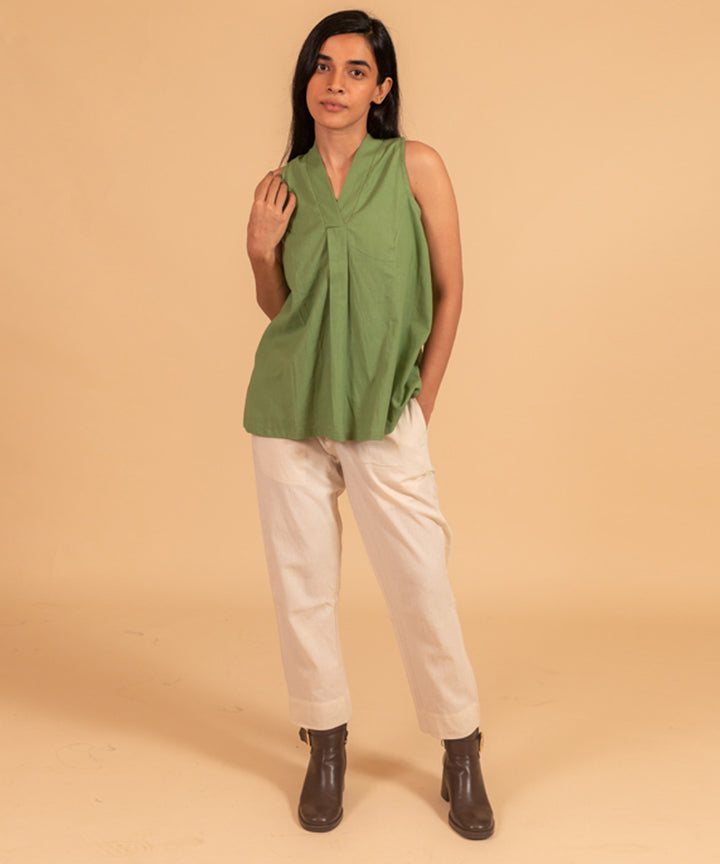 Moss green handwoven cotton top