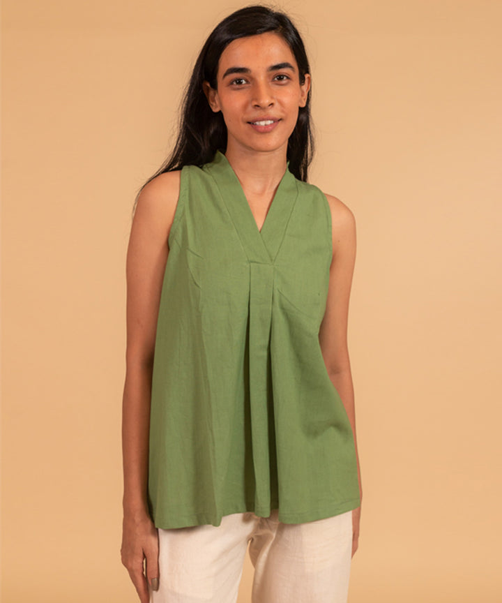Moss green handwoven cotton top