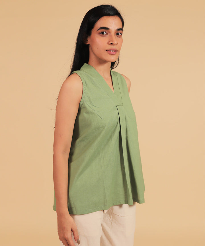 Moss green handwoven cotton top