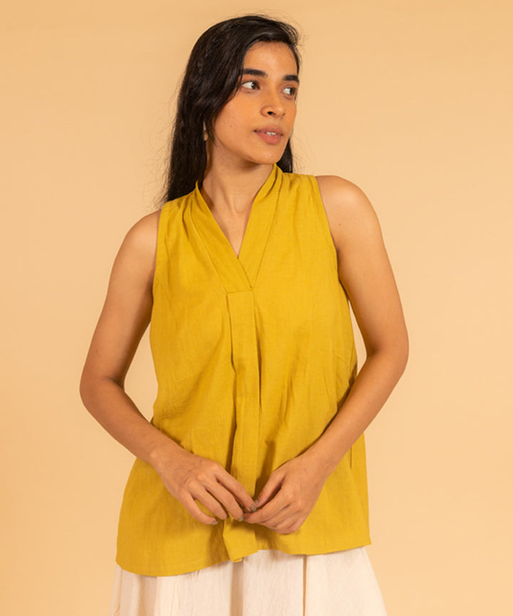 Mustard handwoven cotton top