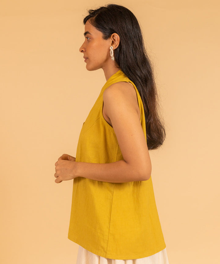 Mustard handwoven cotton top