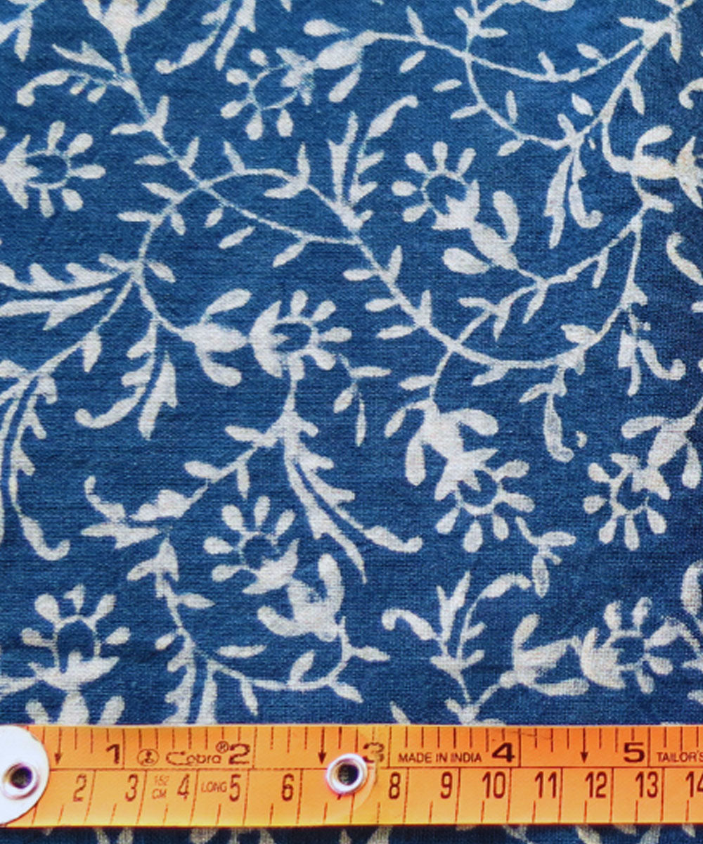 Indigo handblock print handspun handwoven cotton fabric