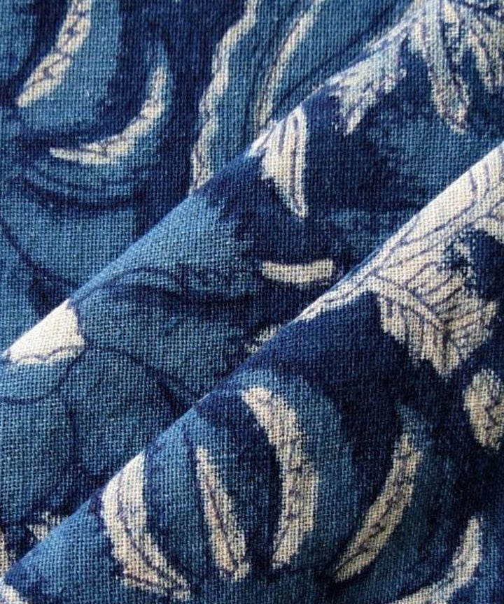 Indigo handwoven cotton khadi fabric