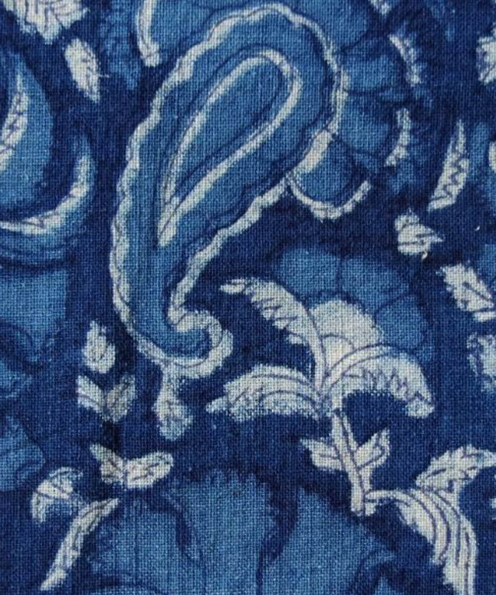 Indigo handwoven cotton khadi fabric