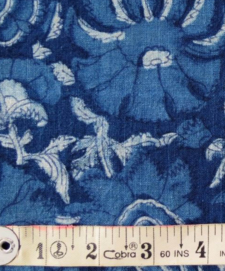 Indigo handwoven cotton khadi fabric