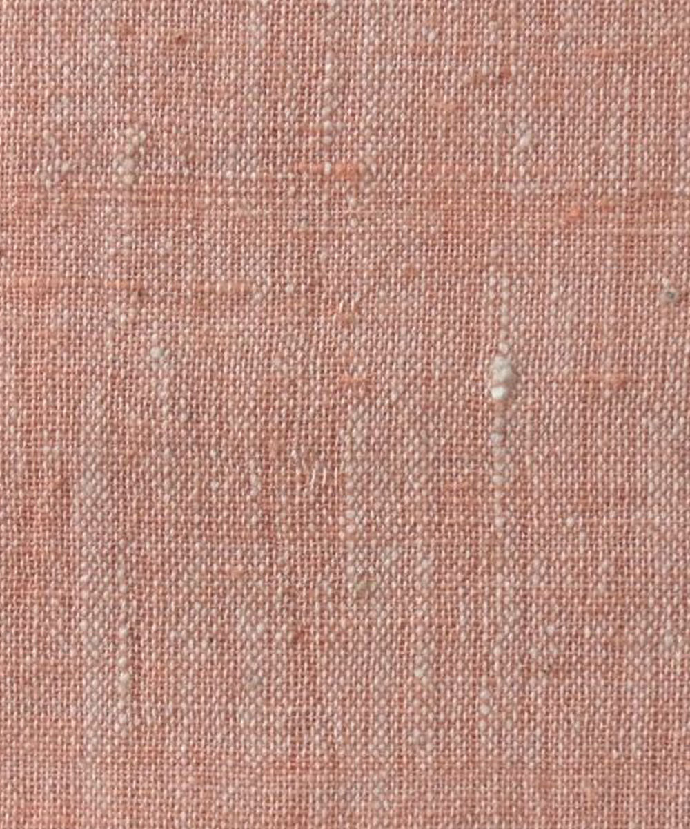 Peach handwoven cotton khadi fabric