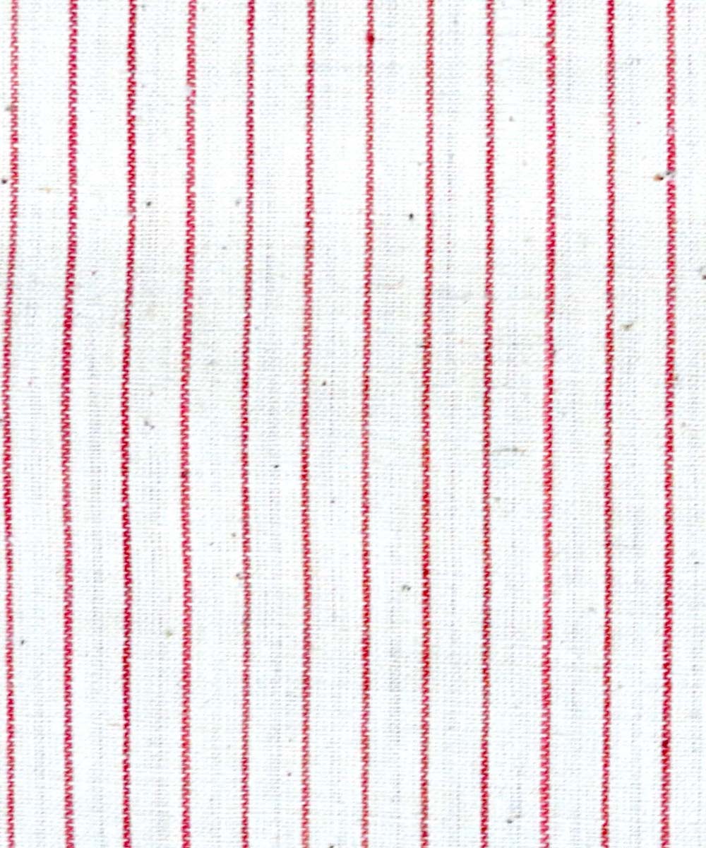 Cream red natural dyed handwoven cotton khadi fabric